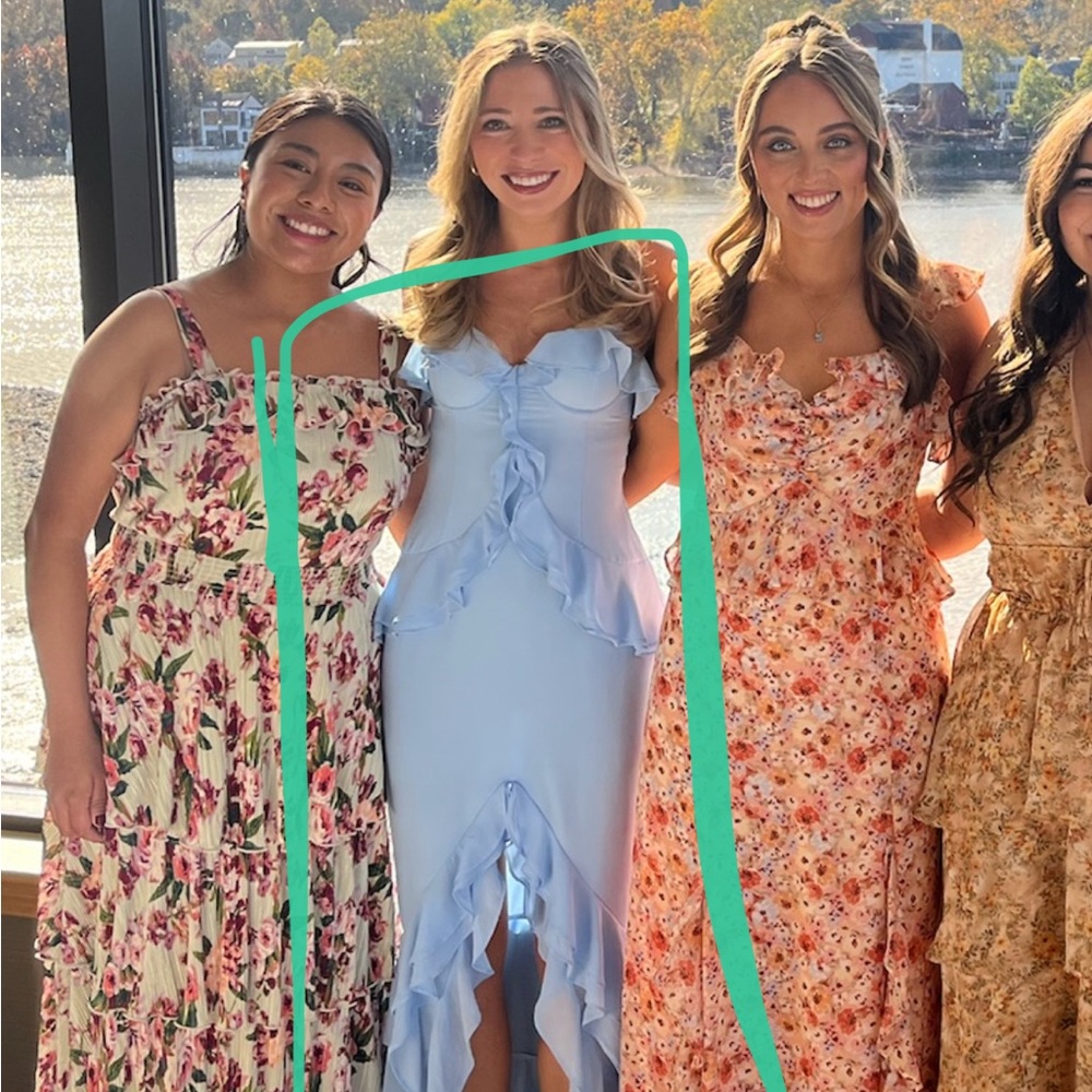 Elegant Blue Ruffle Dress